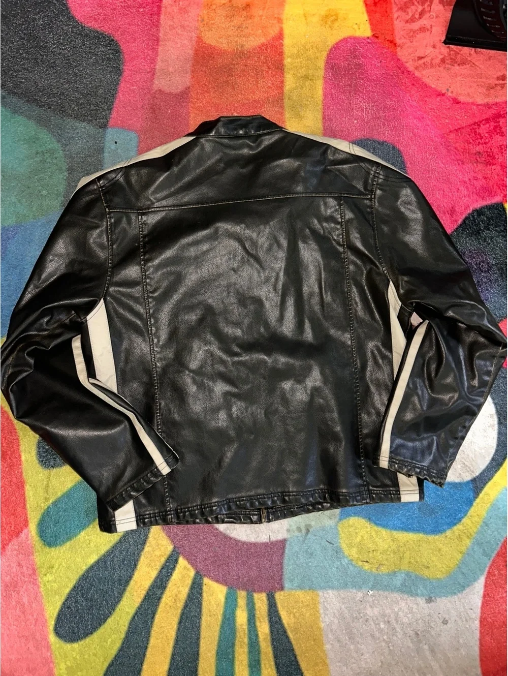 Arizona Jean Company Men's Black Leather Jacket with White P